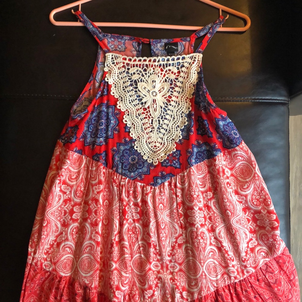 Vintage Patterned Dress Girls Size XL